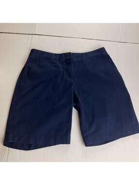 Tommy Bahama Women Navy Blue Chino Shorts Size 4 Bermuda Relaxed
